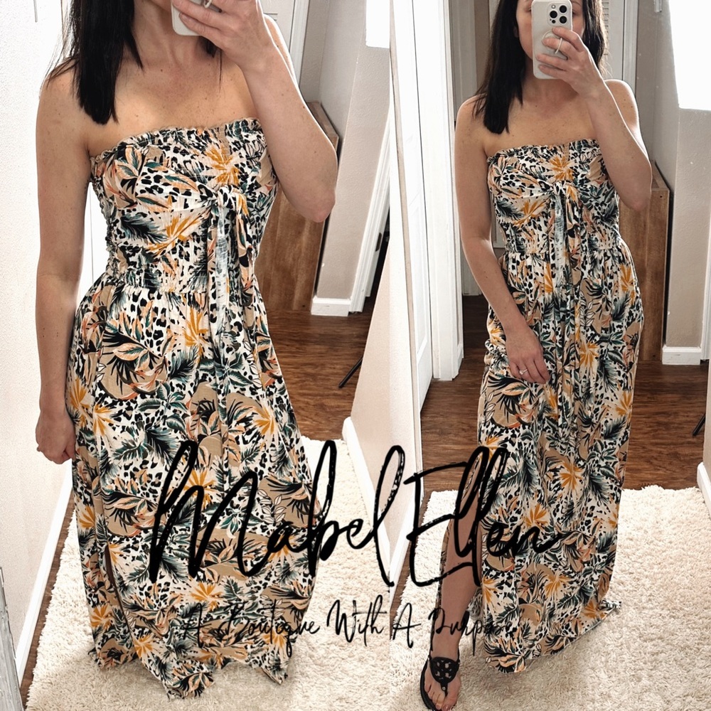 Cato Jungle fever front tie leopard print Maxi dress size Small